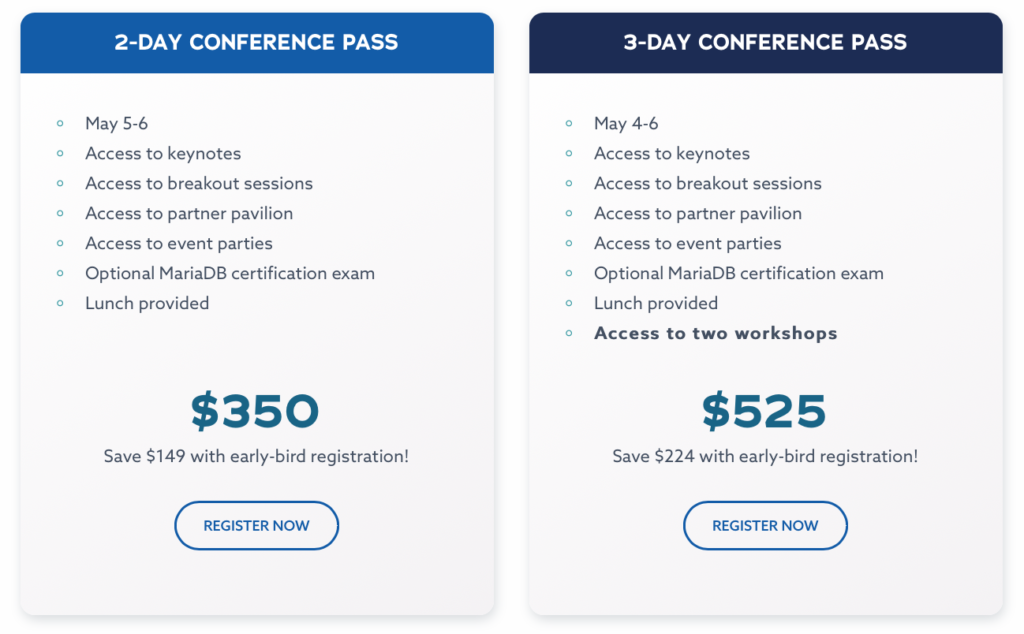 OpenWorks 2020 early-bird pricing chart