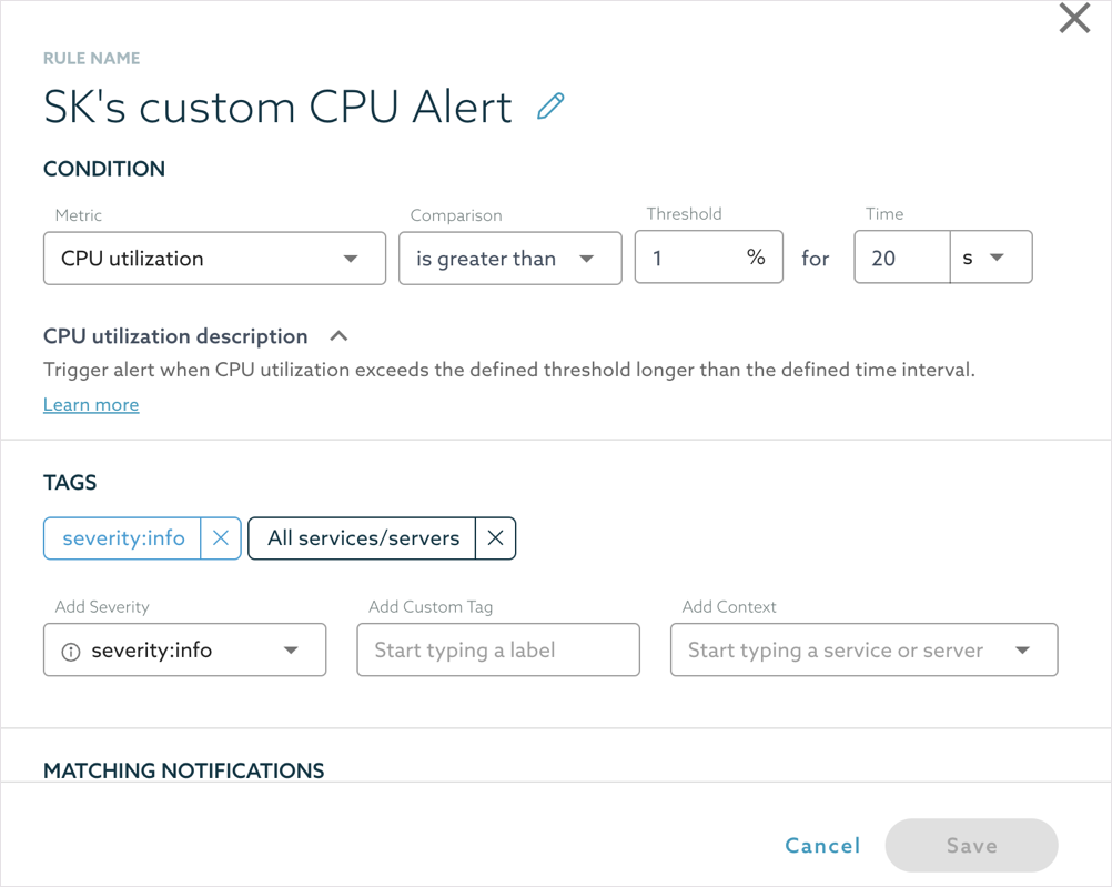 SkySQL Custom Alert Configuration