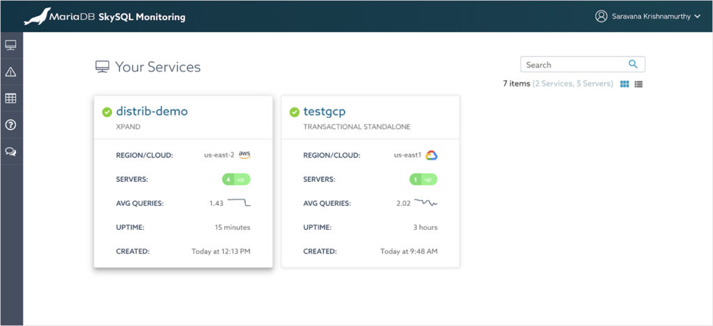 Single pane to monitor MariaDB SkySQL cloud database deployments in multiple clouds