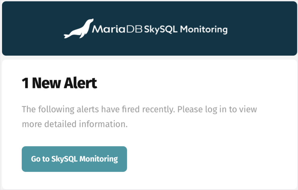 SkySQL email alert