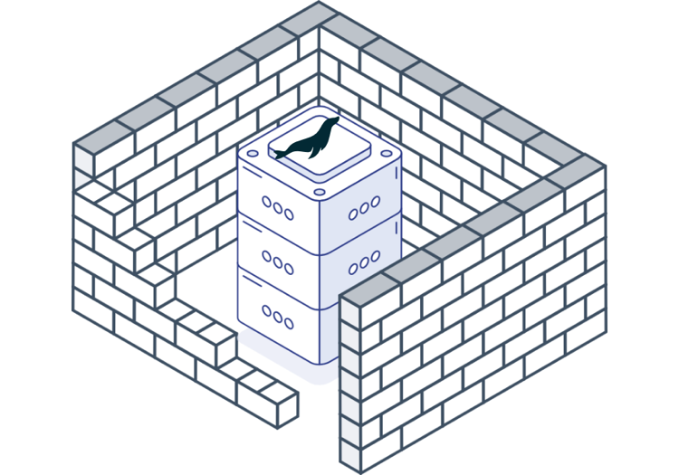 Image of MariaDB server surrounded by brick wall. 