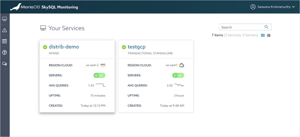 Single pane to monitor MariaDB SkySQL cloud database deployments in multiple clouds