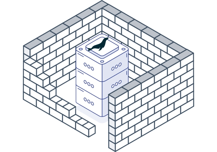 Image of MariaDB server surrounded by brick wall. 